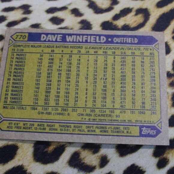 Dave Winfield #770 Baseball Card - Picture 2 of 2